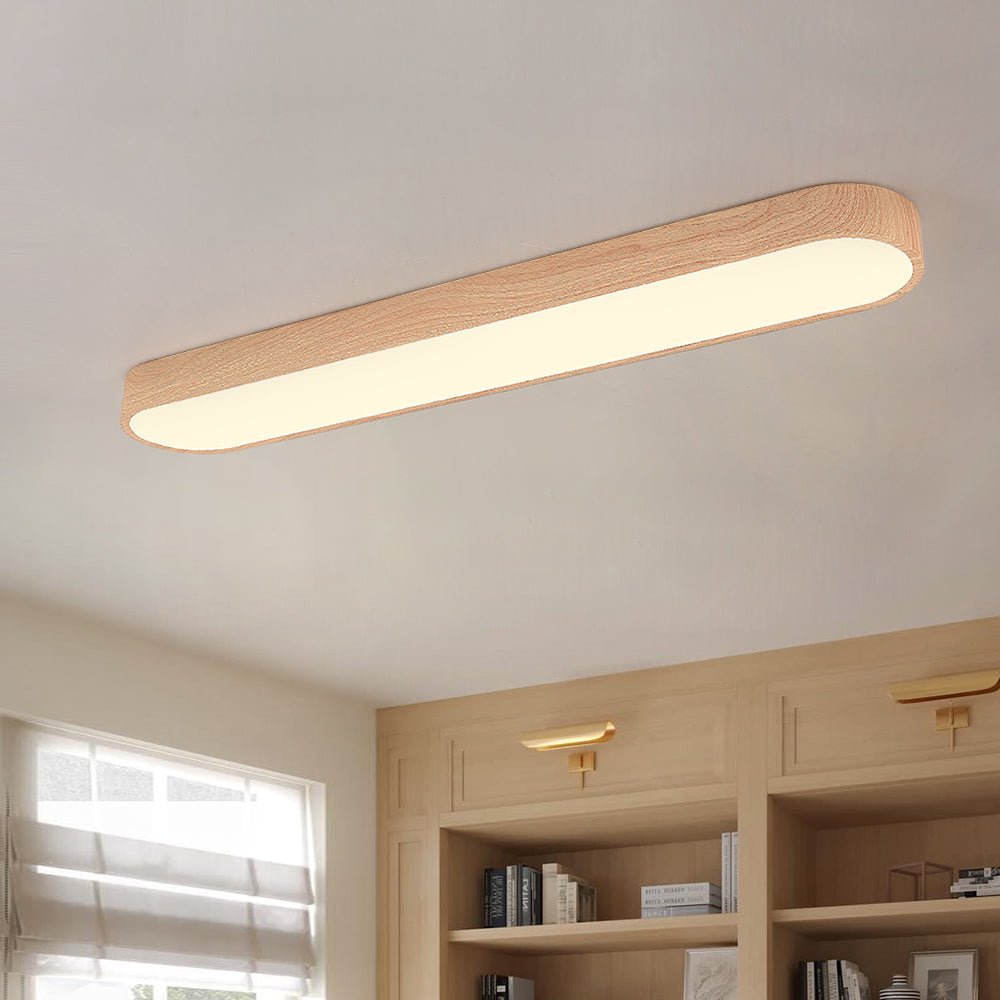 Wooden Linear LED Ceiling Light Flush Mount - Ceiling Light Fixtures - Light Brown - Seravelle Home