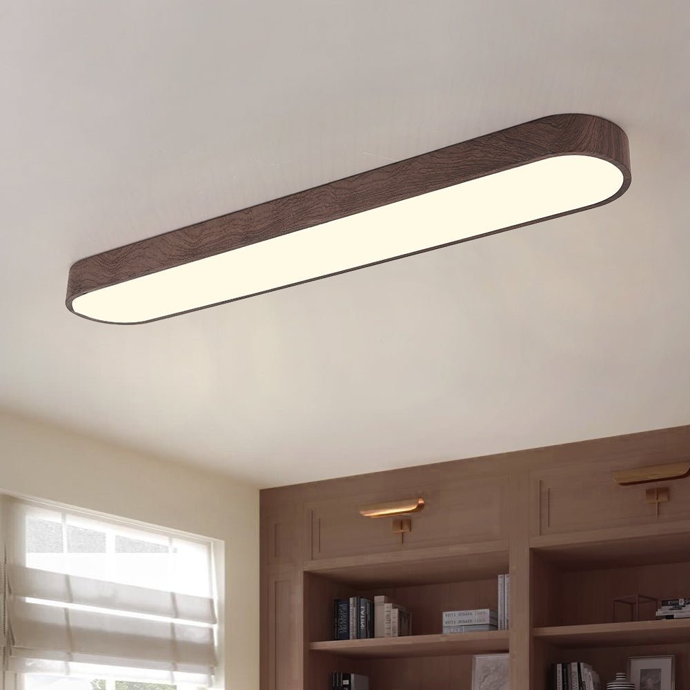 Wooden Linear LED Ceiling Light Flush Mount - Ceiling Light Fixtures - Light Brown - Seravelle Home