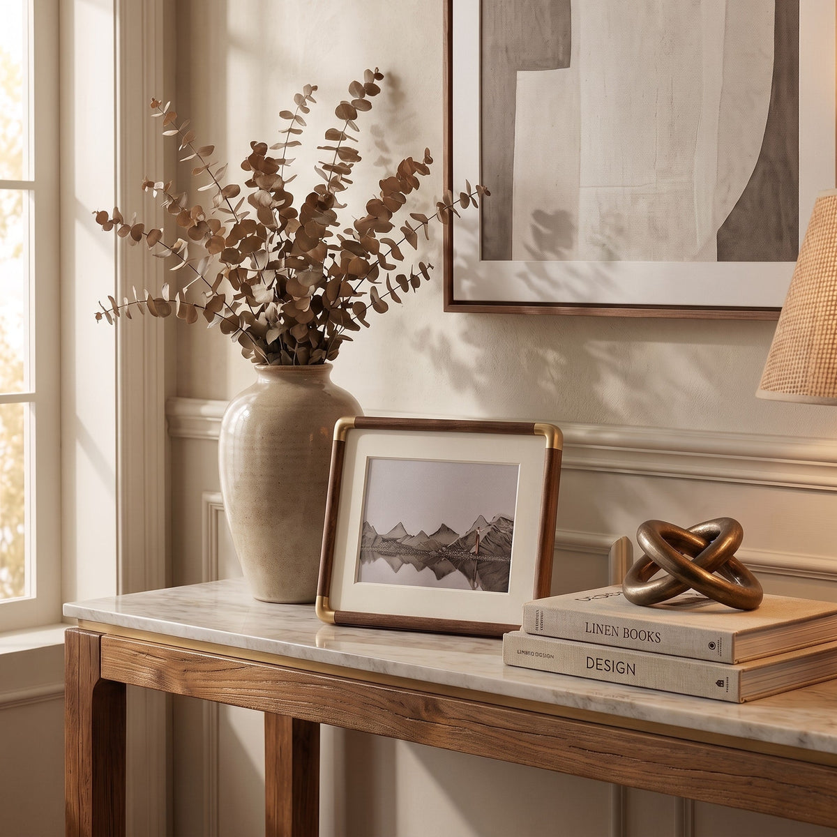 Wooden Picture Frame with Gold Corner Accents - Picture Frames - Black Walnut - Seravelle Home