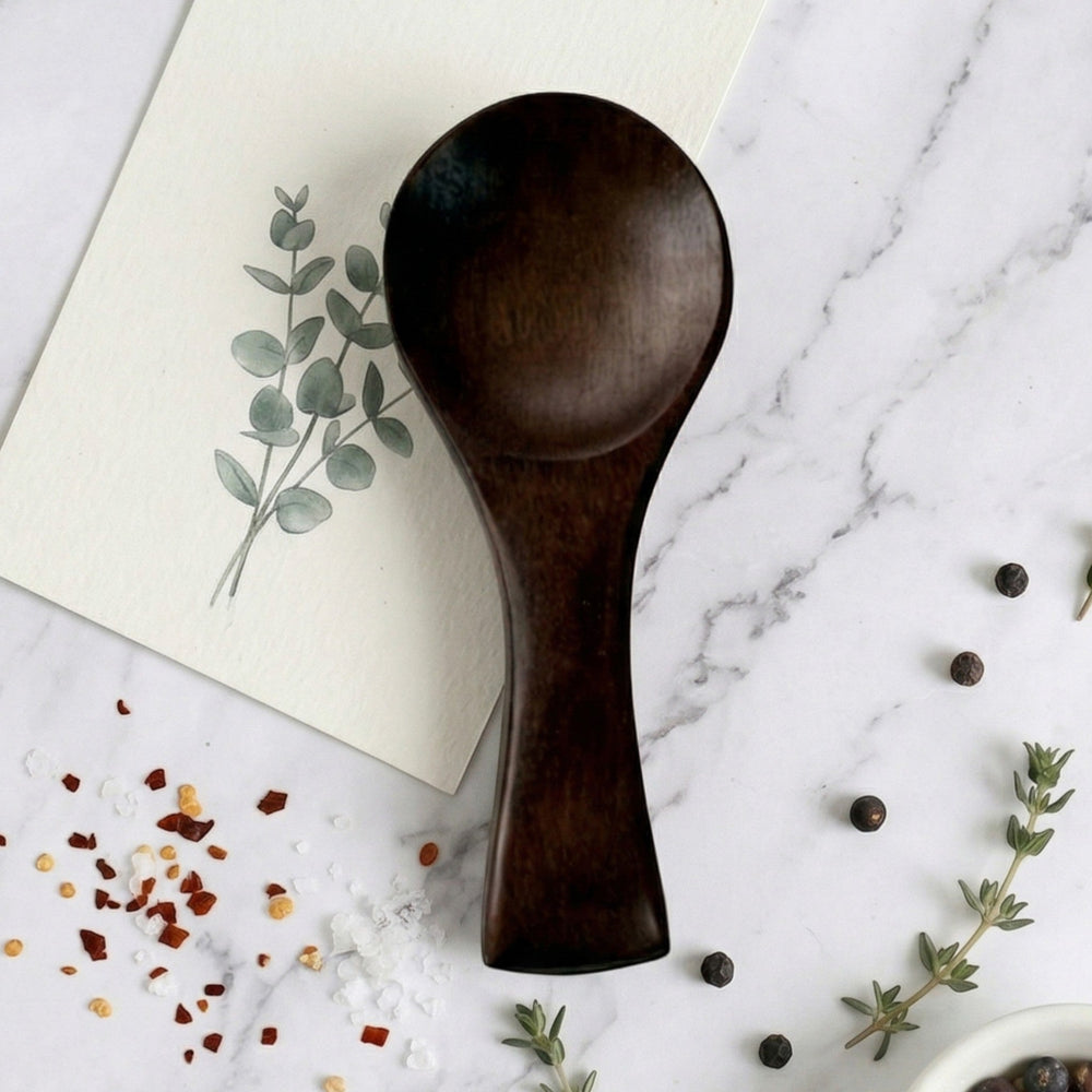 Wooden spice spoon with wide scoop - Wooden Spoon - Brown - Seravelle Home