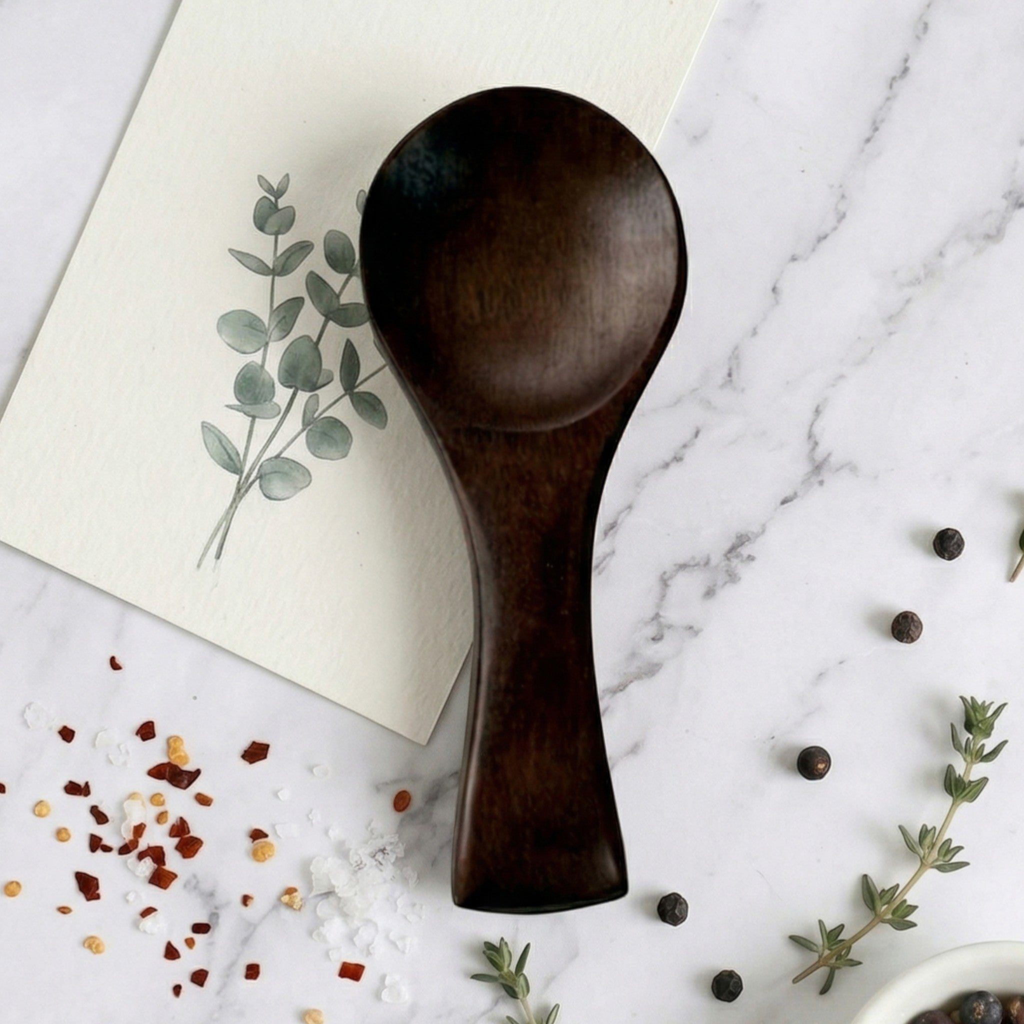 Wooden spice spoon with wide scoop - Wooden Spoon - Brown - Seravelle Home