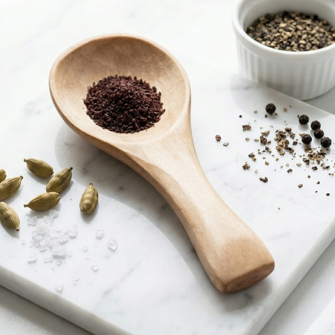 Wooden spice spoon with wide scoop - Wooden Spoon - Beige - Seravelle Home