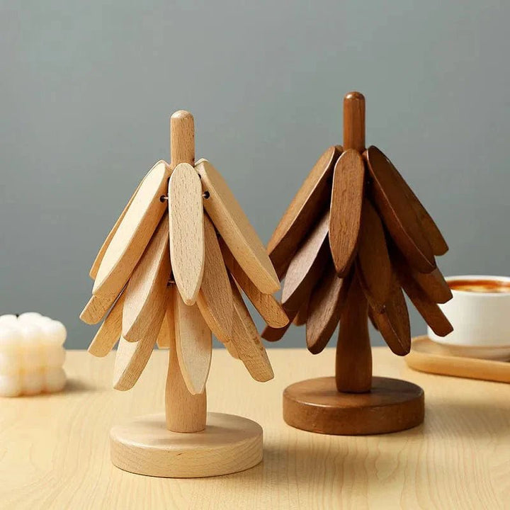 Wooden Tree Design Coaster - Coaster - Light - Seravelle Home