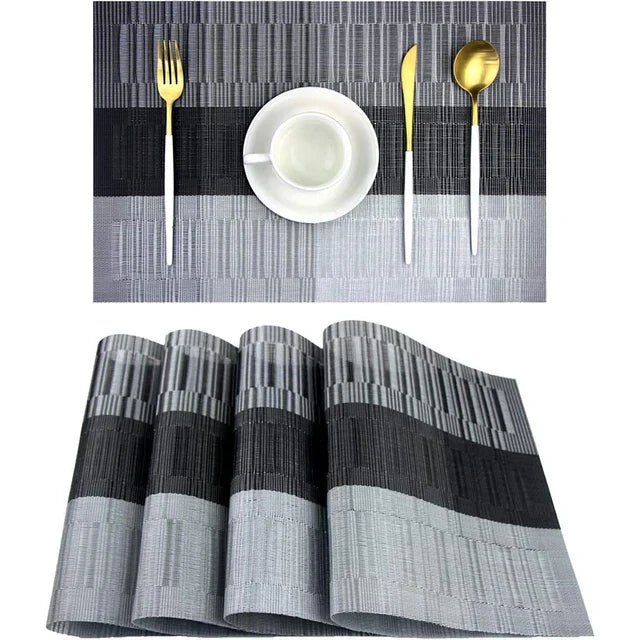 Woven Placemat in Modern Stripe Design - Placemat - Silver - Seravelle Home