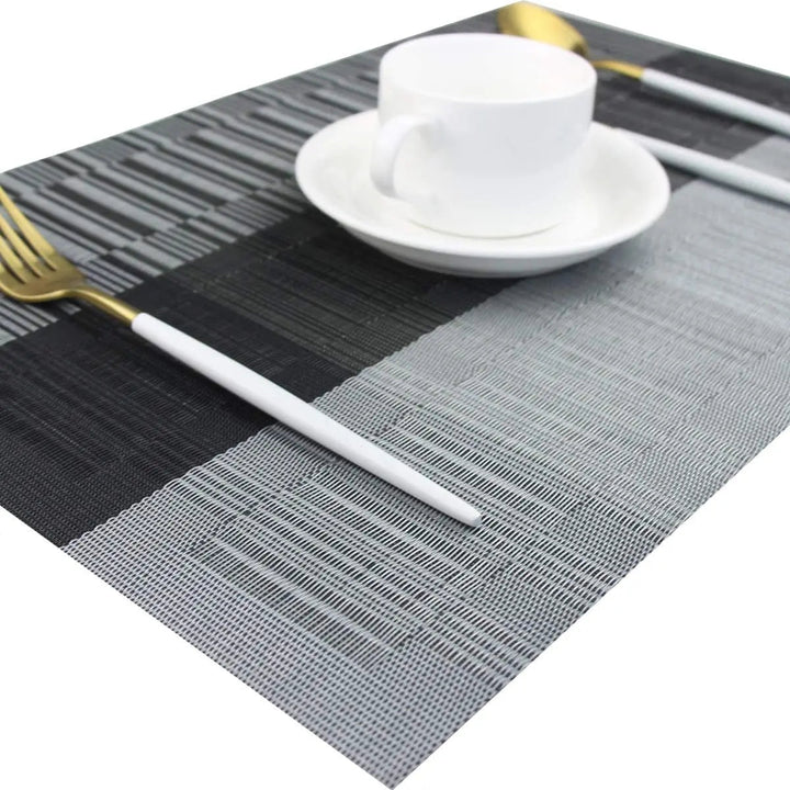 Woven Placemat in Modern Stripe Design - Placemat - Silver - Seravelle Home