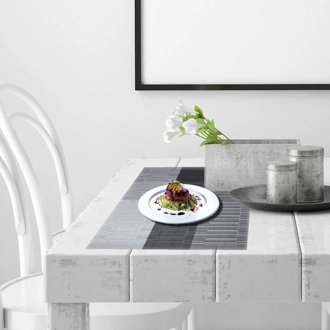Woven Placemat in Modern Stripe Design - Placemat - Silver - Seravelle Home